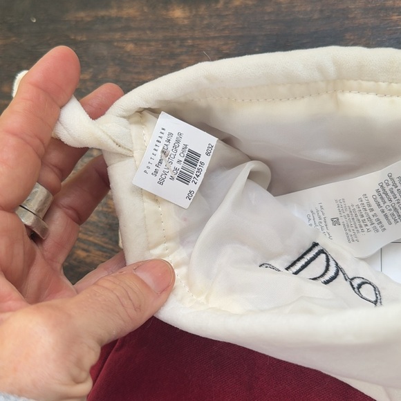 Pottery Barn Red Velvet Christmas Stocking with DAD embroidered on it NWT - Picture 3 of 8